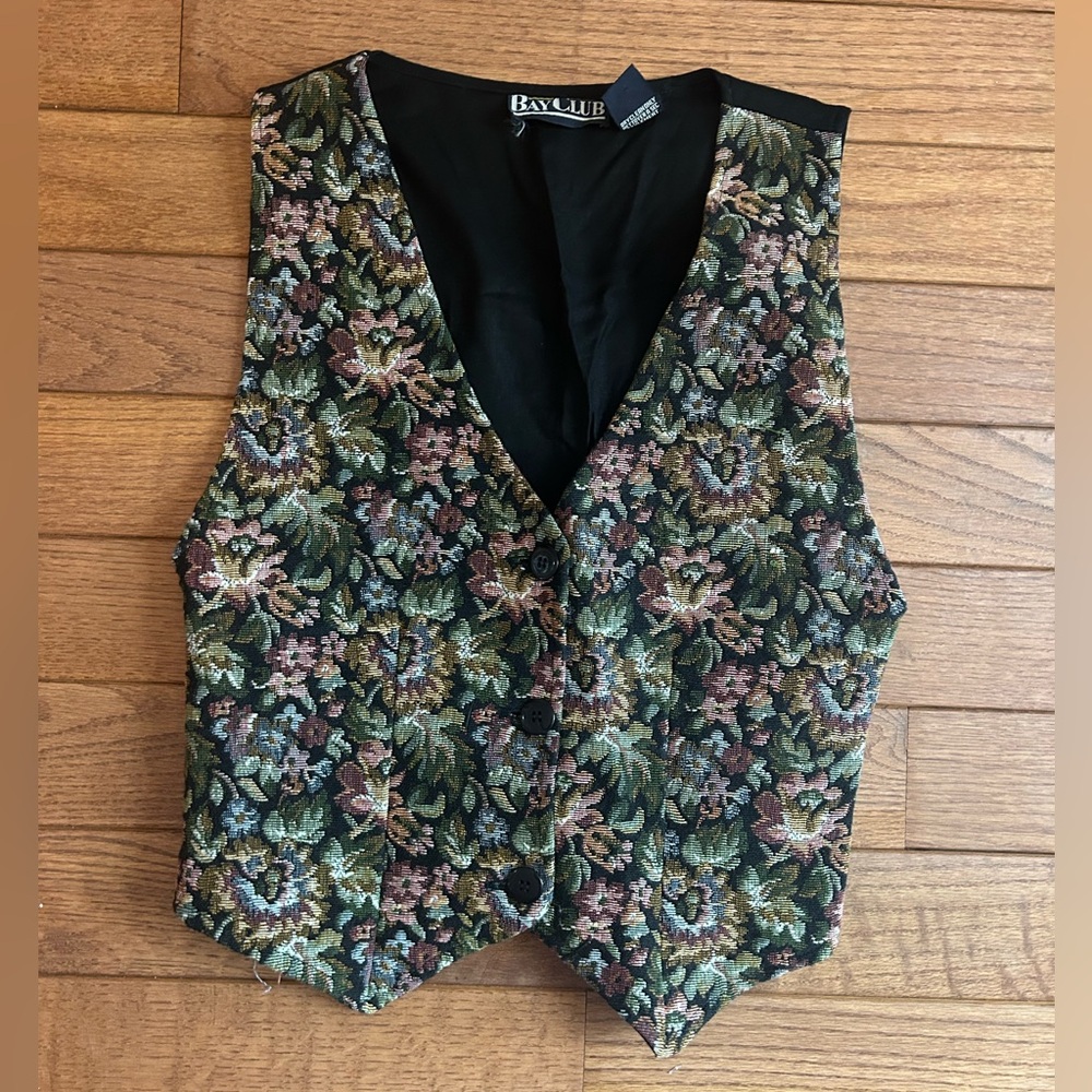 Floral tapestry vintage vest